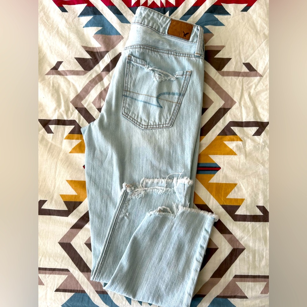 American eagle Tomgirl Distressed Button Fly Jeans Size 2